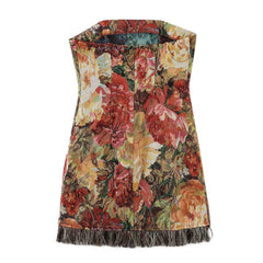 LIZAKOSHT  -  Sexy Floral Jacquard Weave Strapless Dress Women Side Zipper Slim Waist Package hips Hem Tassel Short Dresses Party Robe Vestiod
