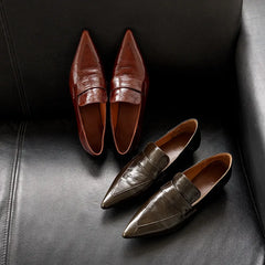 LIZAKOSHT  -  Fashion Pumps New High Quality Genuine Leather Shoes Pointed Low Heel Shoes Commuter Women's Shoes