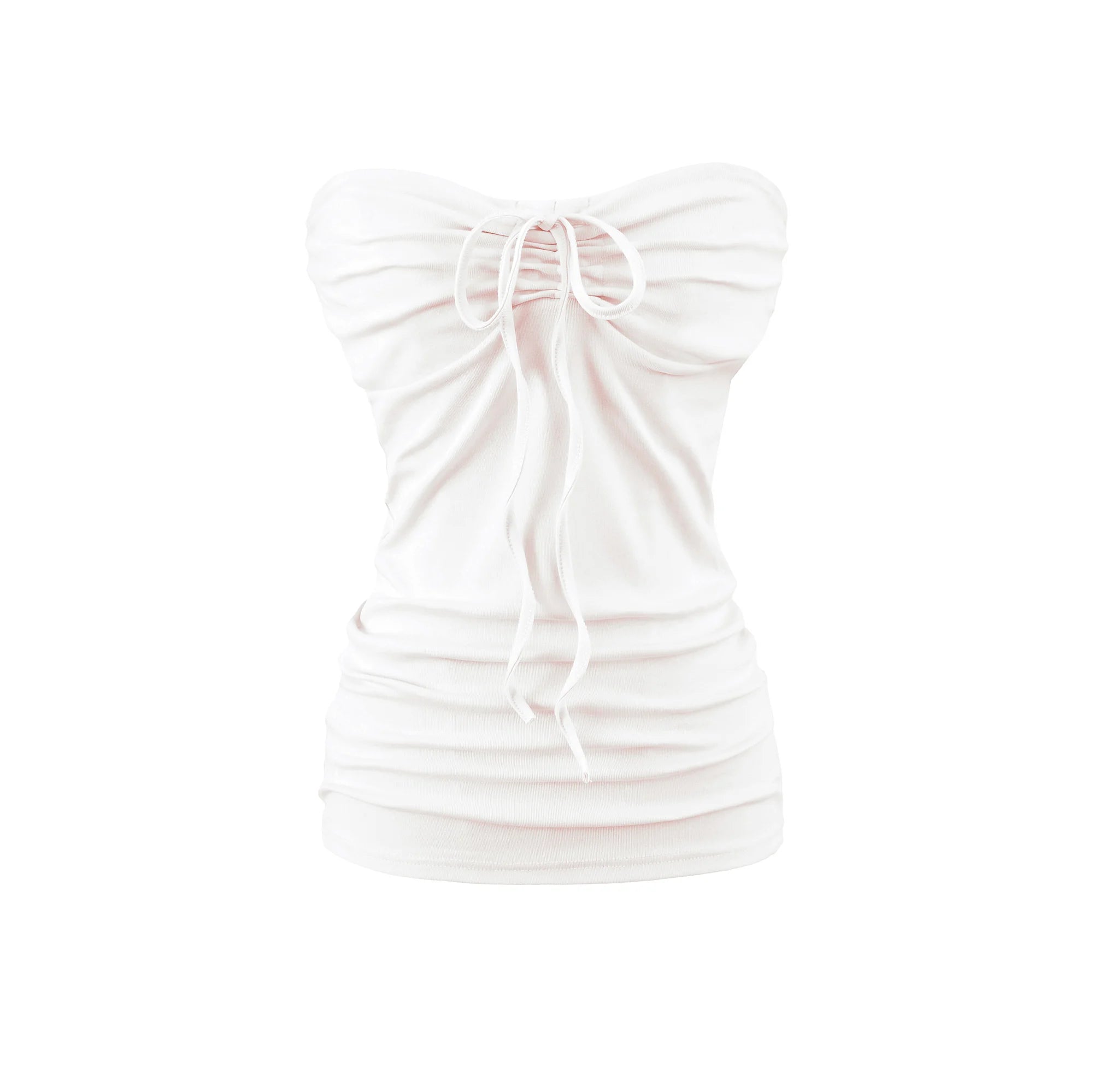 LIZAKOSHT  -  6 colors Summer Sexy Bow Lacing up Drawstring Collar Strapless Camis Women Elastic Back Tank Top Camisoles Skinny Vest Tee Gray