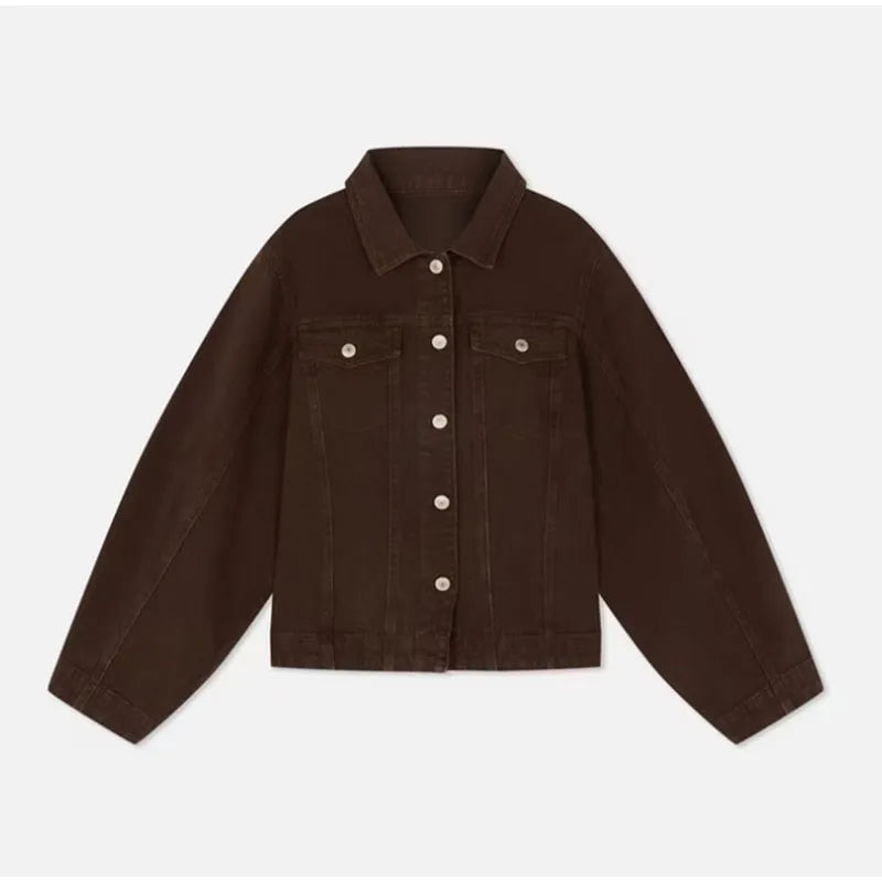 LIZAKOSHT  -  Solid Color Denim Jacket Pants Woman Set Lapel Waist Cinched Jackets Lace Up High Waist Trousers Casual Street Women's New Suits