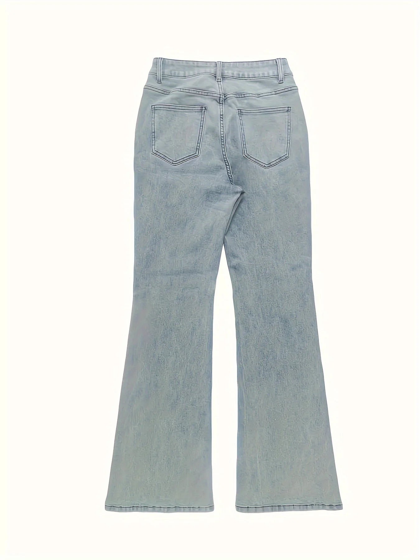 LIZAKOSHT  -  new Women Jeans Boot Cut Solid Distressed Washed Full Ankle Length Pockets Zipper Fly High Waist Jean Wide Leg Denim