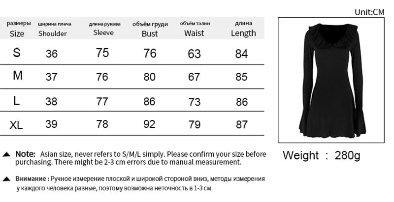 LIZAKOSHT  -  Spring Autumn Deep V Neck Flare Sleeve A-line Mini Dress New Fashion Slimming Chic Birthday Party Lady Night Out Vestidos