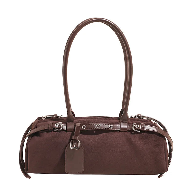 LIZAKOSHT  -  Vintage Faux Suede Shoulder Bag for Women Handbags tassel Female Armpit bag Designer ladies totes burgundy bolsa feminina
