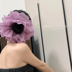 LIZAKOSHT  -  1PC Ruffled Ruffled Oversized Large Intestine Hair Scrunchie - Versatile Double-Layer Hair Rope, Hair Ornament, Hair Accessory