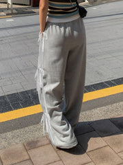 LIZAKOSHT  -  Casual Lace Patchwork Sweatpants Harajuku Wide Leg Gray Pants Y2k Streetwear Solid Trousers Korean Loose Ckothing 2024
