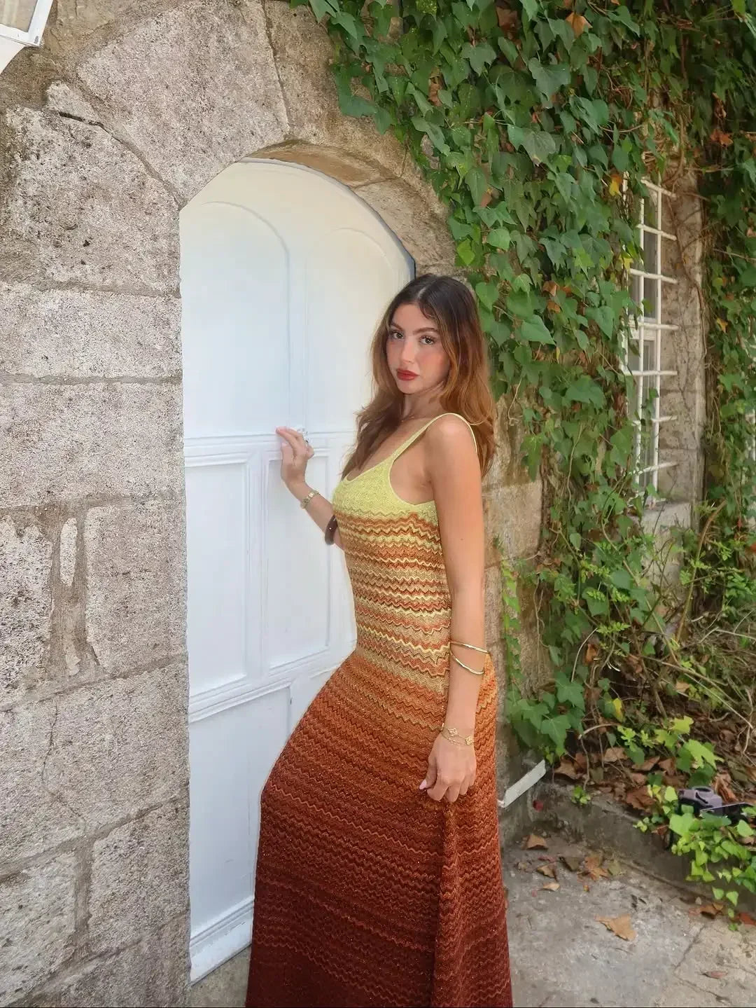 LIZAKOSHT  -  Knit Women Colorful Slip Long Casual Dress Square Collar Sleeveless Off-shoulder Slim Dresses Lady New Holiday Beach Gowns