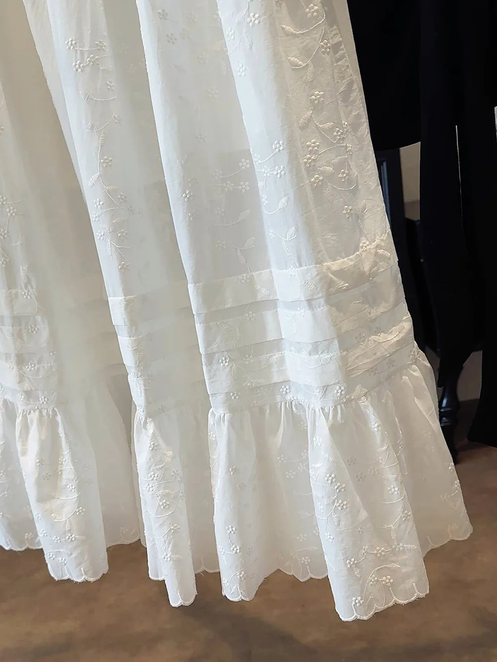 LIZAKOSHT  -  Summer Korean Solid Casual Loose A-LINE Flower Embroidery White Patchwork Ruffles Skirts