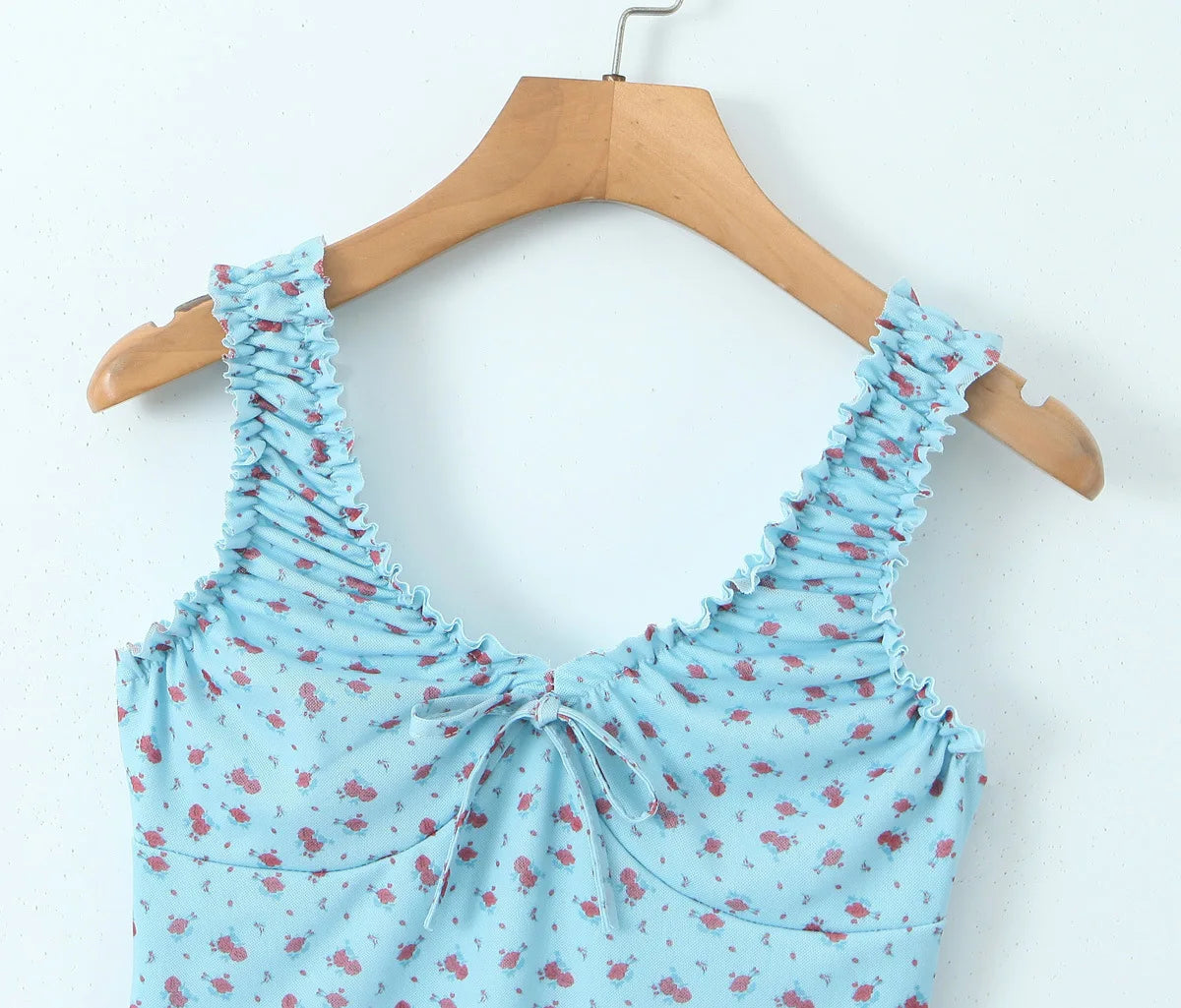 LIZAKOSHT  -  New French Retro Small Lace Floral Print V-neck Sleeveless Mesh Casual Dress