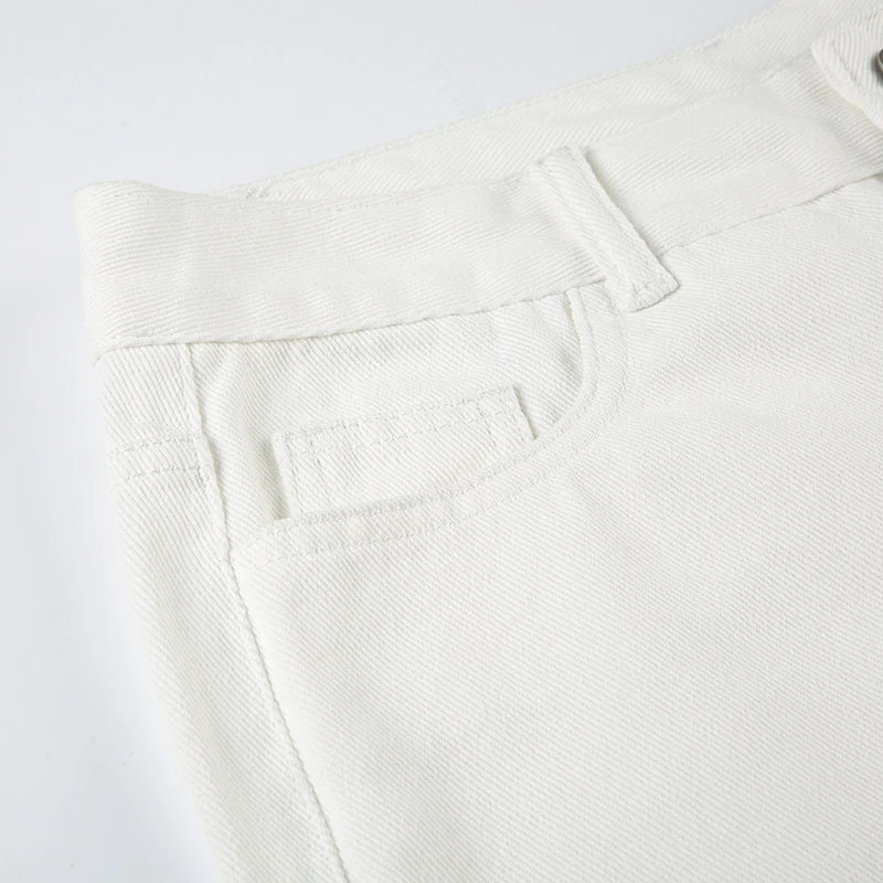 LIZAKOSHT  -  Streetwear Y2K Straight Jeans White Casual Women Denim Pants Fashion Korean Summer Mid Waisted Trousers Basic Outfits