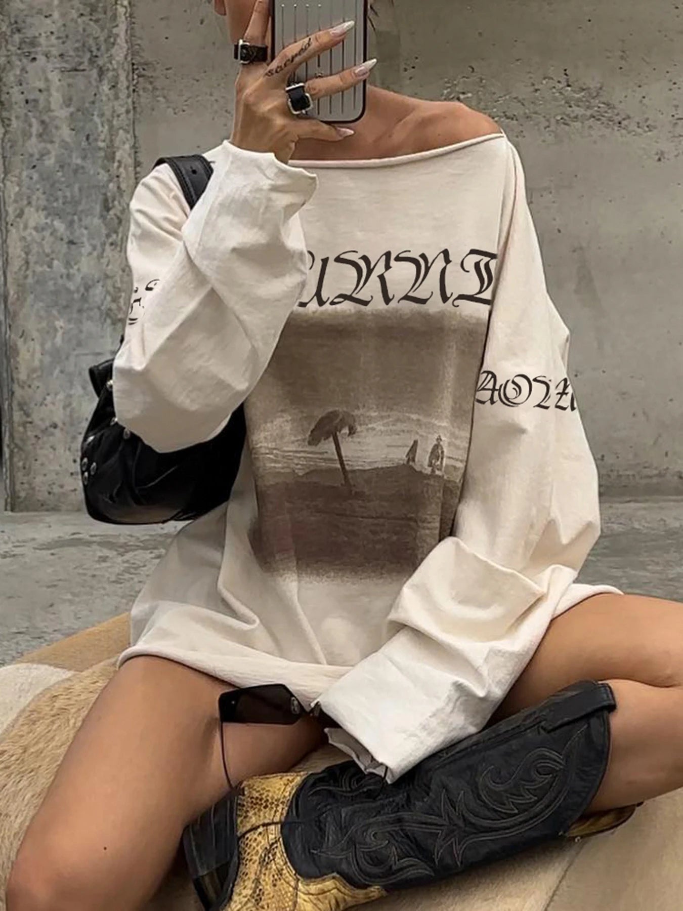 LIZAKOSHT  -  Casual Loose Printed T Shirt Sporty Basic O-Neck Long Sleeve Tees Women Autumn Spring Fashion Streetwear Ladies