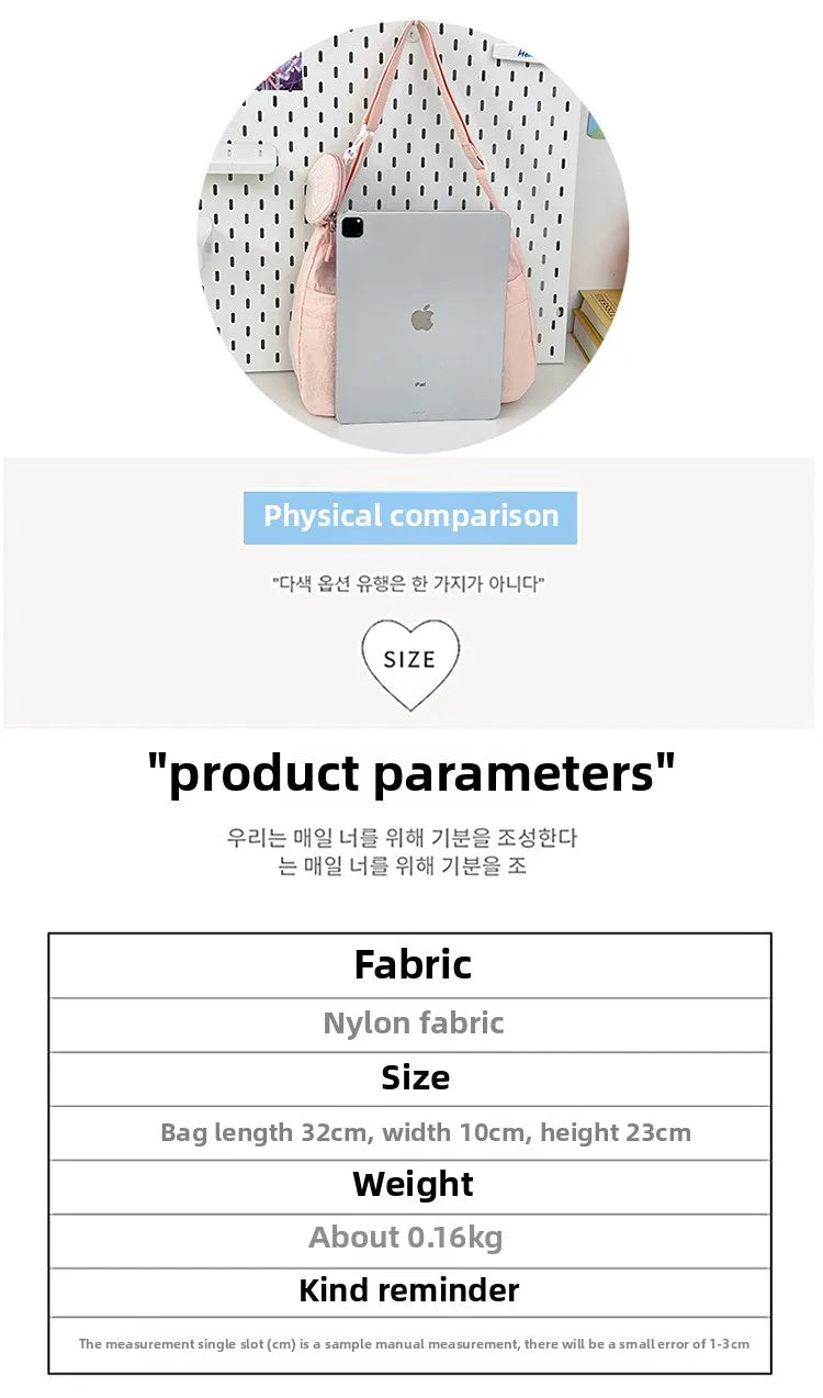 LIZAKOSHT  -  Japan Style Women Crossbody Bag New Casual Nylon Letter Composite Bag Simple Large Capacity Canvas Single Shoulder Tote Bag