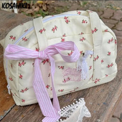 LIZAKOSHT  -  Sweet Y2k Aesthetic Girls Kawaii Shoulder Bags Japanese Chic Now Flower Print Women's Handbags Fashion Casual Fairy Underarm Bag