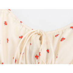 LIZAKOSHT  -  Floral Print Sling Satin Dress For Women O Neck Sleeveless A-line Mini Summer Dresses Holiday Beach Vestidos