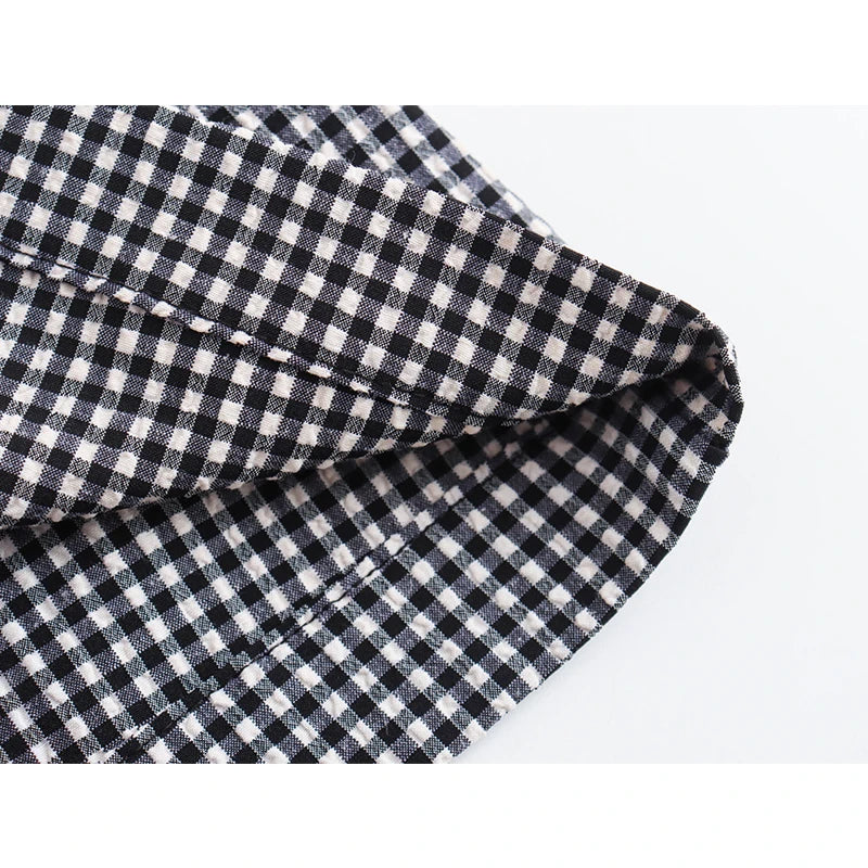 LIZAKOSHT  -  Summer Women Drawstring Mid Waist Casual Plaid Shorts