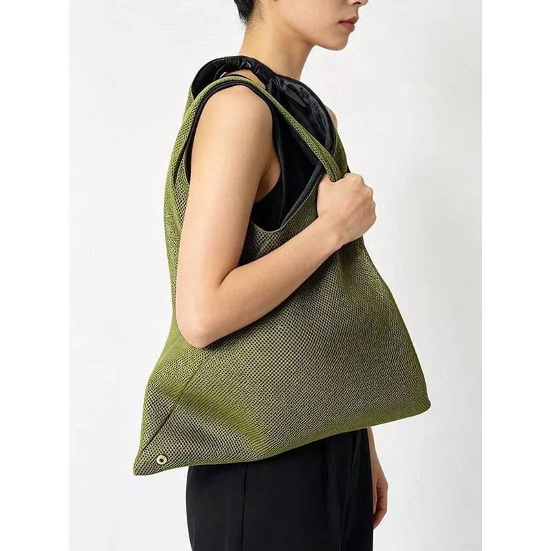 LIZAKOSHT  -  Fashion Knitted Handheld Black Mesh Single Shoulder Bag Lightweight Breathable Shopping Versatile Large Capacity New Mod...