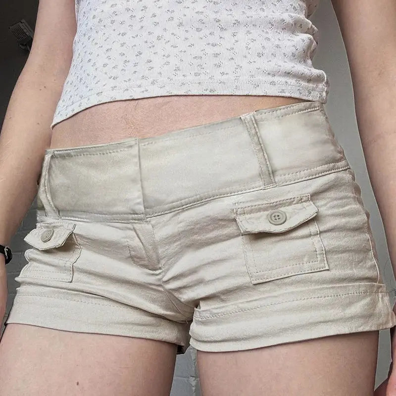 LIZAKOSHT  -  American Retro Button Pocket Tooling Shorts Women Waist Hot Casual Pants