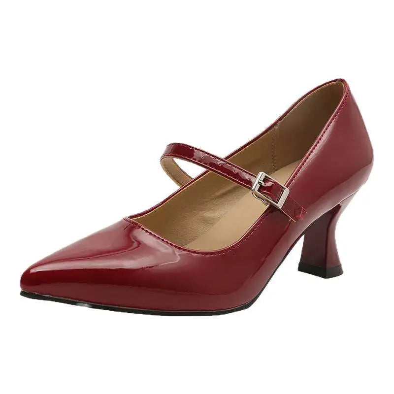 LIZAKOSHT  -  Pointed Toe Thick Heel Women Mary Jane Shoes Fashion Buckle Strap Wedding Dress Pumps Spring Autumn Concise Zapatos De Mujer