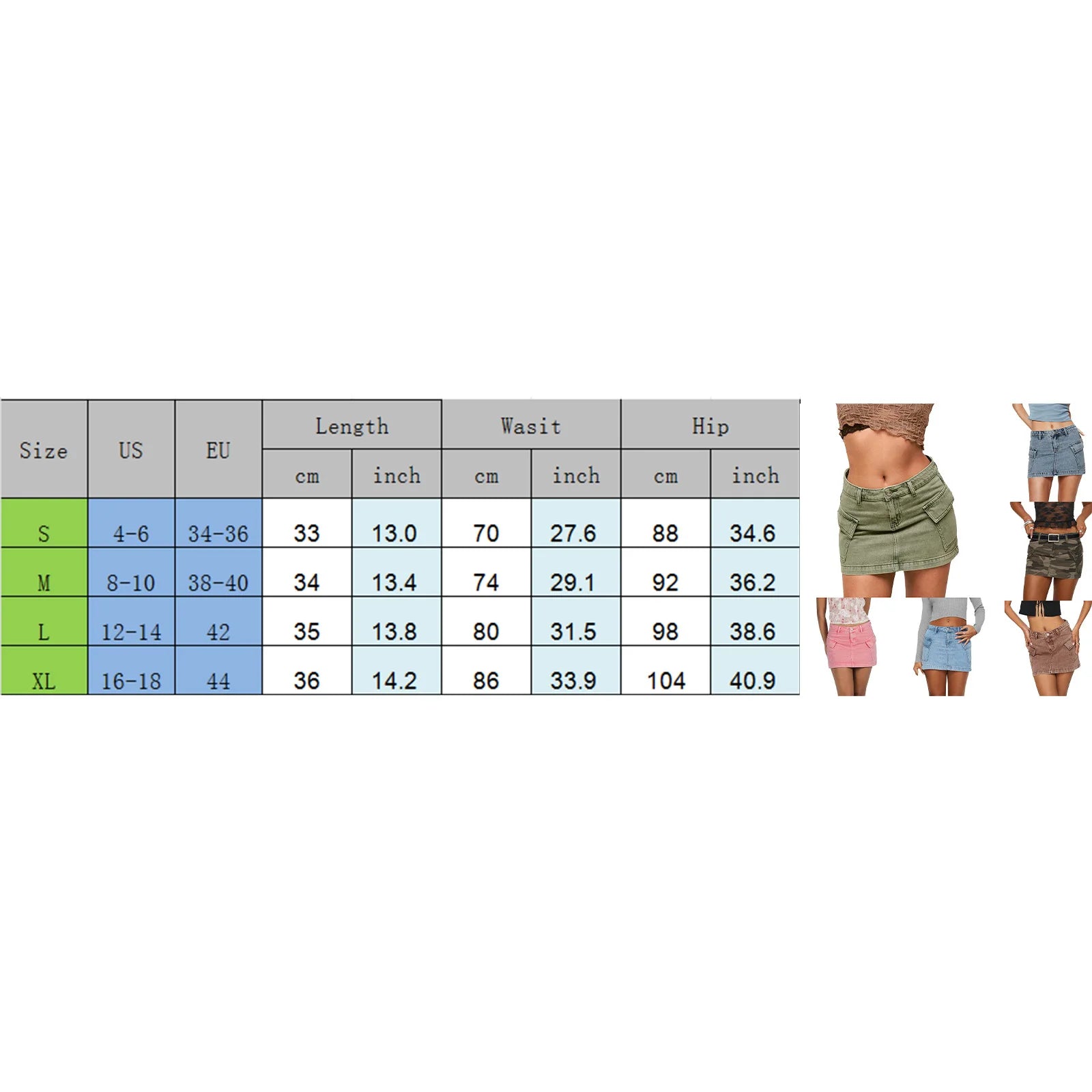 LIZAKOSHT  -  Women's Denim Mini Skirt Solid Color Bodycon Jeans Skirt Preppy Teen Girl Casual Stretchy Denim Skirt Y2k Streetwear