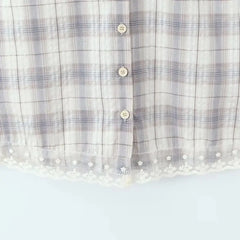 LIZAKOSHT  -  Sexy Front Open Buttons Plaid Spliced Lace Tie Bow Halter V Collar Mini Dress Women No Back Backless A-line Short Dresses Robe