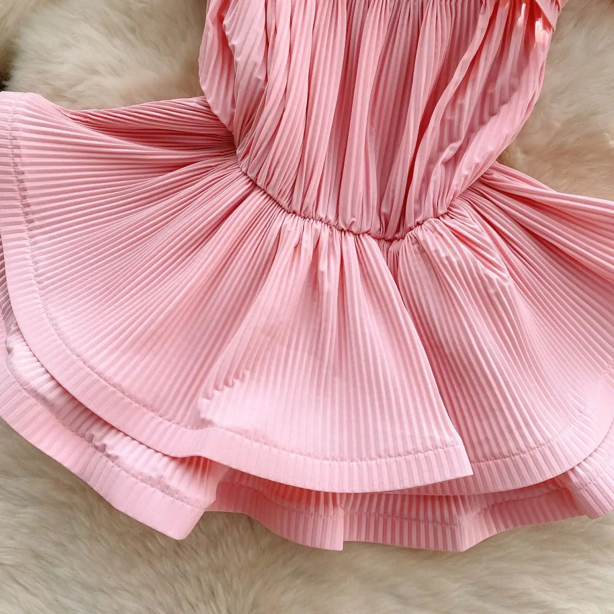 LIZAKOSHT  -  European Goods Small Shirt Explosion Heavy Pressed Ruffled Edge Halter Chiffon Shirt Slim Short Ruffled Swing Top Woman Tops