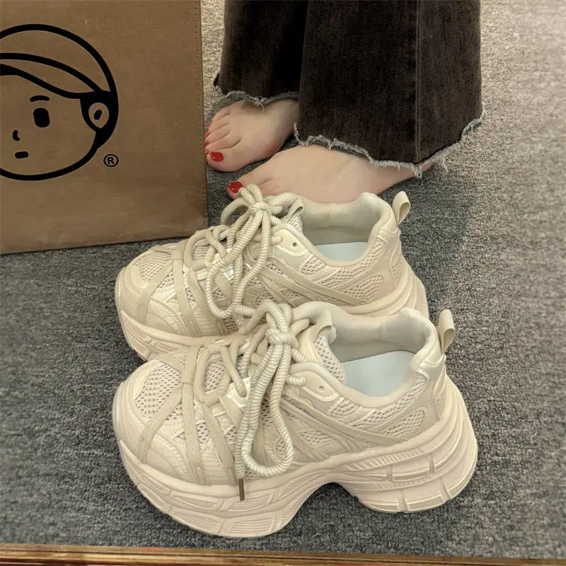 LIZAKOSHT  -  Women's Sneakers With Platform Woman-shoes Shoes Tennis Female Thick Sole Mesh Casual Roses Trainers Summer Leisure Retro