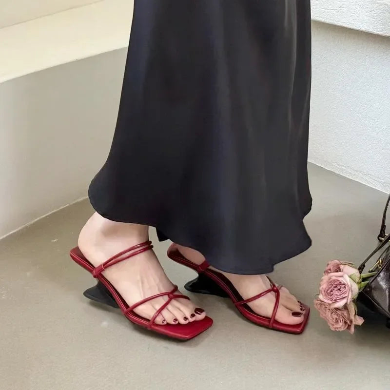 LIZAKOSHT  -  Fashion Wedge Sandals for Women Summer New Cross-tied Roman Sandals Ladies Open Toe Designer Brand High Heels Slippers Women