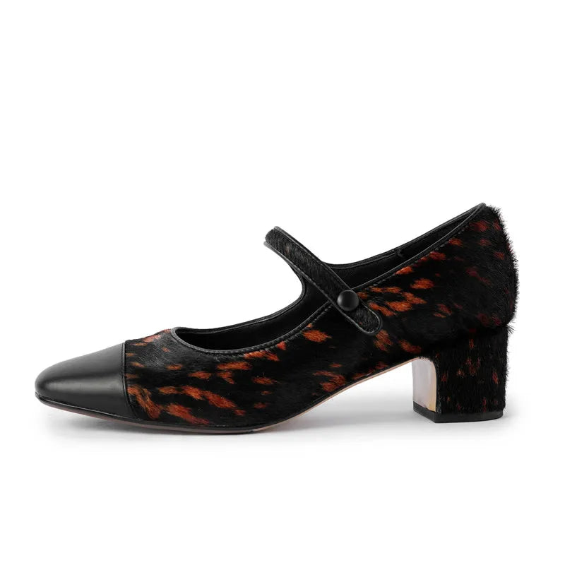 LIZAKOSHT  -  Fashion Pumps New High Quality Horse Hair Splicing High Heels Mary Janes Shoes Commuter Women's Shoes