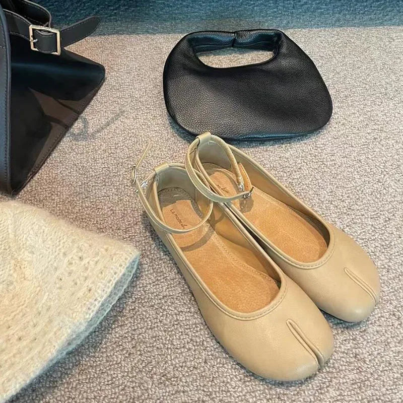 LIZAKOSHT  -  Fashion Split Toe Women Flat Mary Jane Shoes Casual Tabi Ninja Ballet Ladies Slip On Loafer Soft Ballerina Comfort Moccasin