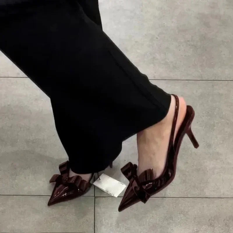 LIZAKOSHT  -  Butterfly-knot Designer Pointed Toe Heeled Sandals Women Back Strap Thin Heels Banquet Dress Shoes Women Pumps Zapatos De Mujer