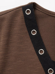 LIZAKOSHT  -  Women Spring Shirts Long Sleeve V Neck Belt Casual Solid Color Top Ropa Para Mujer