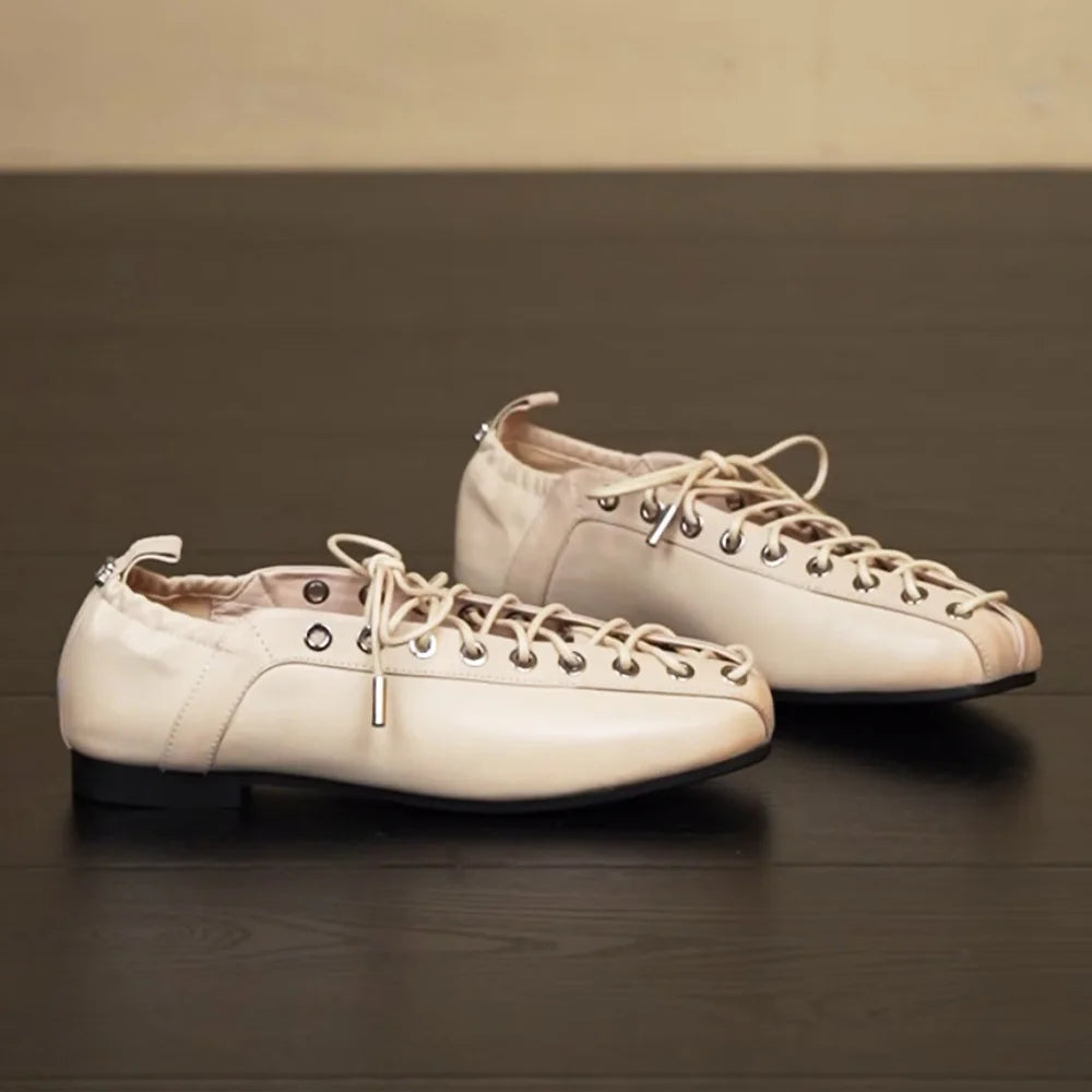 LIZAKOSHT  -  Brand New Vintage Brown 3cm Inner Heels Mary Janes Shoes Women Retro Cross tied Black Flats Shoes Comfy Walk Footwear