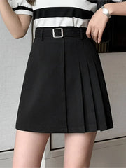 LIZAKOSHT -  Women High Waist Fashion A-Line Skirt Harajuku Casual Mini Short Skirt Ladies Solid Streetwear Irregular Pleated Skirts Female