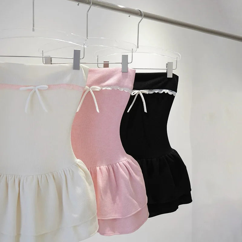 LIZAKOSHT  -  European American Style Summer New Women's Cloth Contrasting Color Splicing One-word Collar Chest-wrapped Ruffle Edge Slim Dress