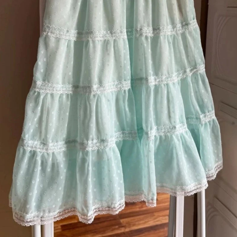 LIZAKOSHT  -  Korean Style Sweet Slim Fitting Skirt Cuteore Loose Polka Dot Women's Skirt Casual Fairy New Mid-length Puff Skirt Summer