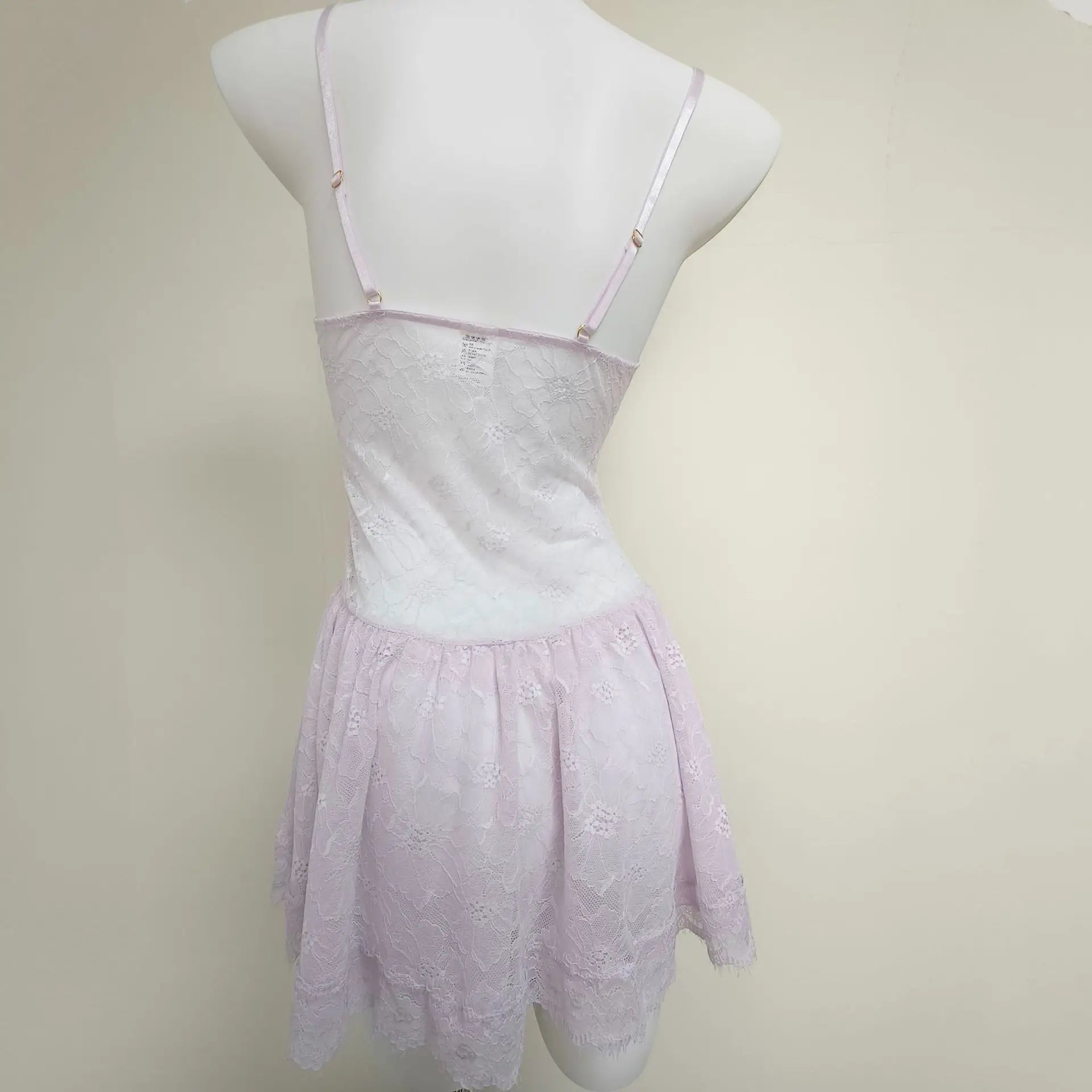 LIZAKOSHT  -  Cute Purple Suspender Nightdress with Panties Sexy Lingerie Nightgowns See Through Lace Flower Home Clothes Women's Pajamas