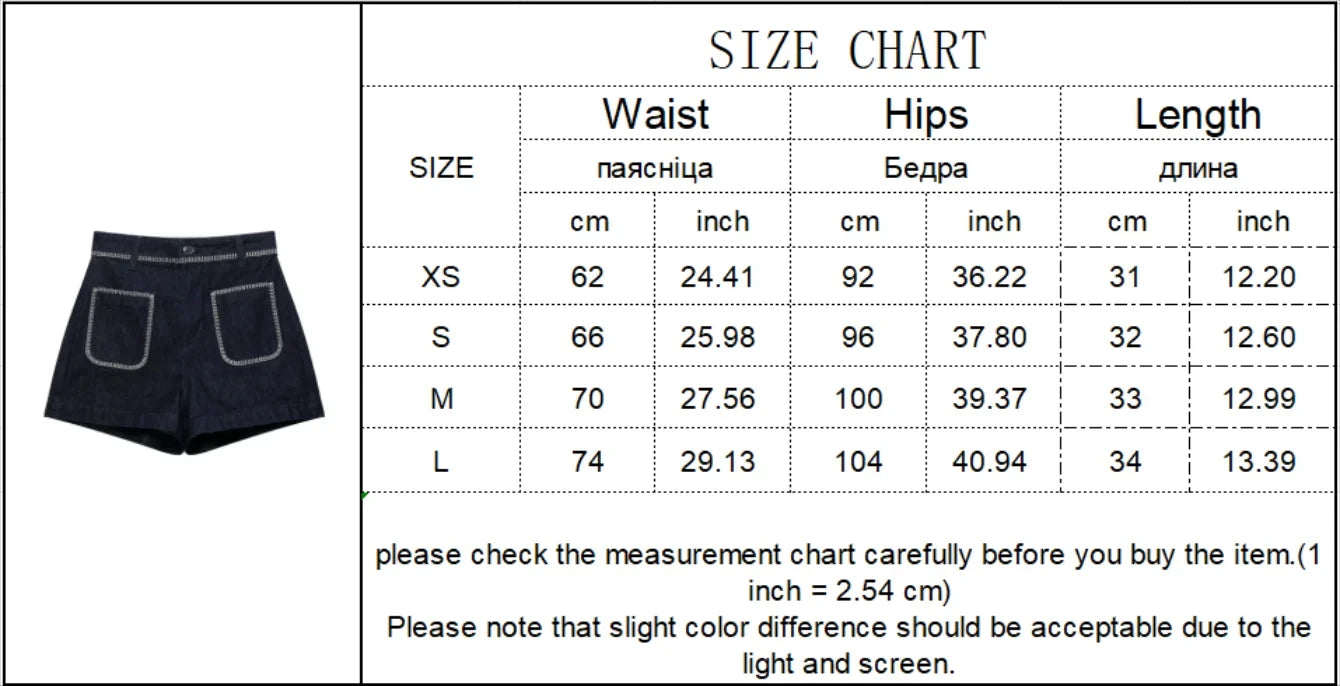 LIZAKOSHT  -  Fashion Denim Shorts For Women Summer 2025 New Casual Black Zipper Pockets Short Pants Chic Bright Line Decoration Mini Shorts