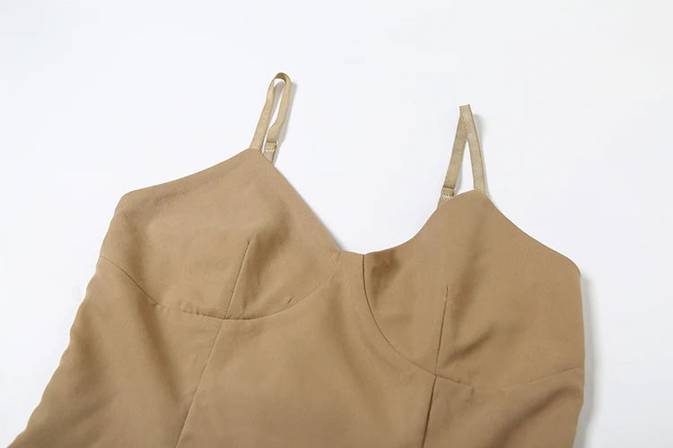 LIZAKOSHT  -  Y2K Sweet Style Dress Women V-Neck Skinny Backless Sleeveless Solid Ruffles Daily Street Fashion Elegant Mini Bodycon