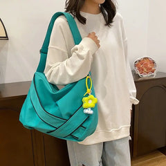 LIZAKOSHT  -  Spring New High-capacity Nylon Canvas Tote Bag Korean Fashion Simple Unisex Shoulder Bag Casual Sport Yoga Bag Student Bookbag