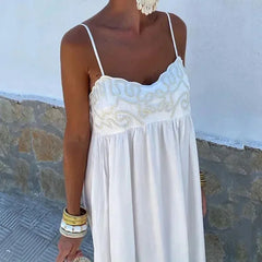 LIZAKOSHT  -  Lady Casual Folds Party Dress Bohemian Suspender High Waist Long Dress Summer Women Chest Graphic Tube Tops Vocation Dress 2024