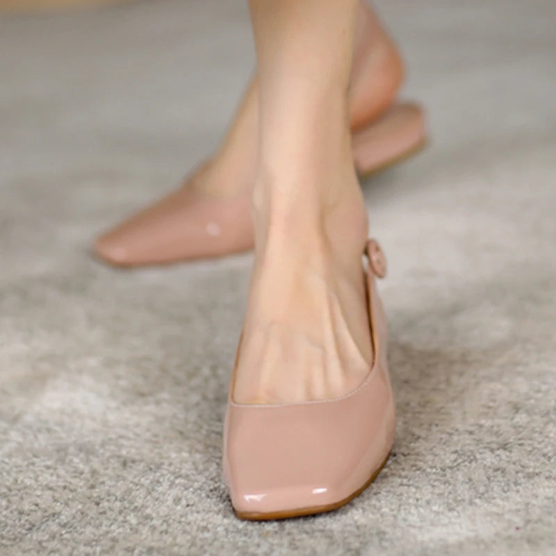 LIZAKOSHT  -  Elegant Flat Loafers Shoes Woman Soft Square toe Large Size Slingbacks Sandals Yellow Pink Dance Walking Office Shoes Comfort