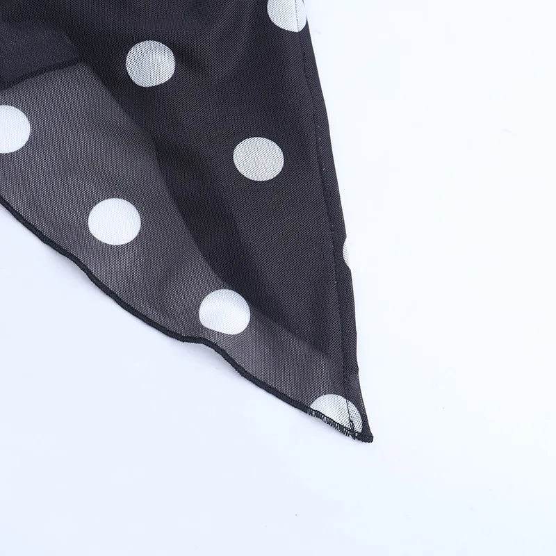 LIZAKOSHT  -  Polka Dot Printed Irregular Split Women Skirt Black High Waist Ruffles Slim Long Skirt Female Spring Casual Streetwear