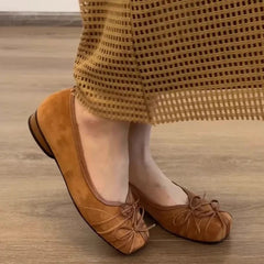 LIZAKOSHT  -  Novelty Bowknot Design Low Heel Pumps Women Comfortable Square Toe Lightweight Designer Shoes for Ladies Fashion Brand Loafers