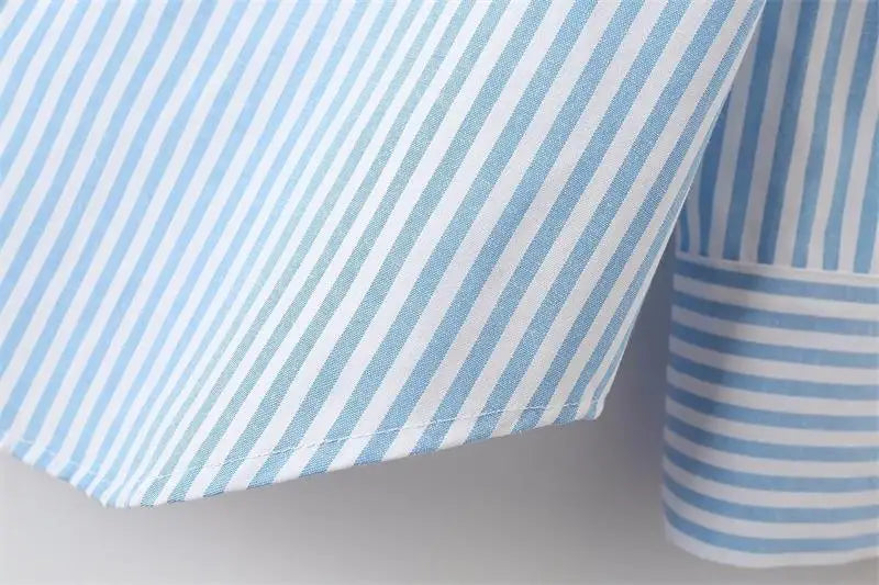 LIZAKOSHT  -  Tops Shirts Spring Women's 2025 New Chic Striped Elegant Loose V-neck Women's Shirts Street Casual Fashion Youth Office Blouses