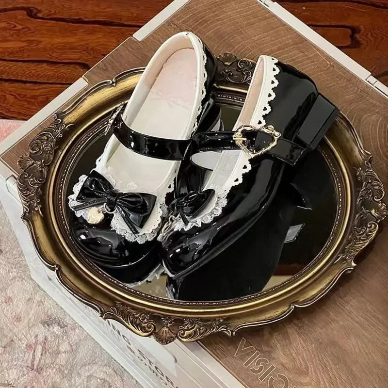 LIZAKOSHT  -  Japanese Kawaii Lolita Mary Janes Shoes Women Bow-knot Vintage Sweet Pumps Shoes Female Elegant Fashion Buckle Strap Shoes 2024