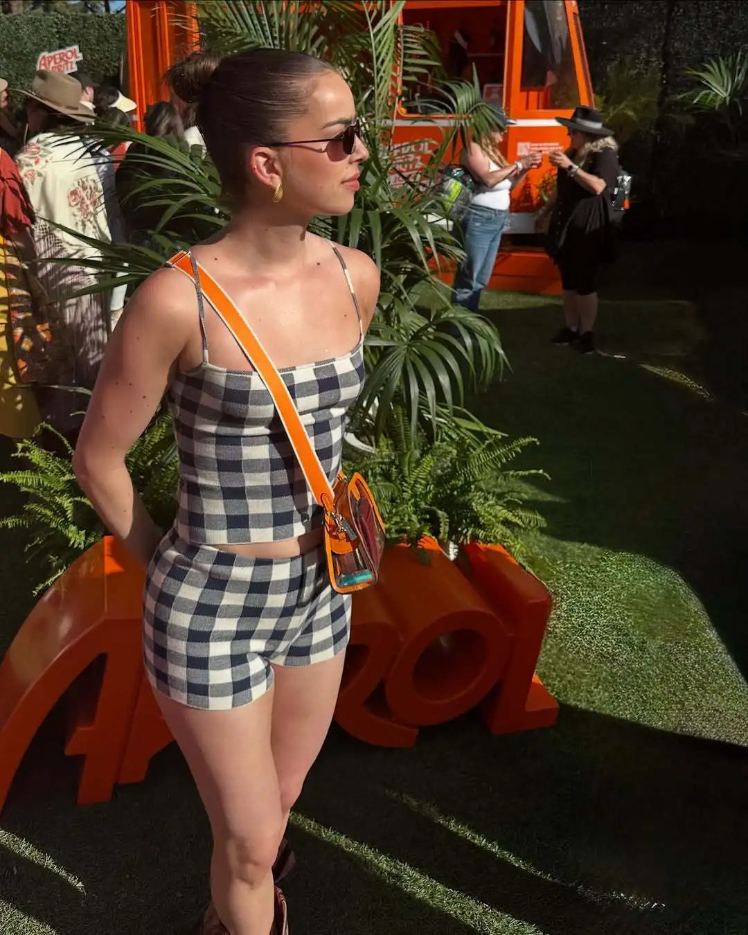 LIZAKOSHT  -  Women's Knitted Shorts 2-Piece Set Sexy Plaid Halter Top Casual Shorts Set Retro Streetwear Party Vacation Shorts Set