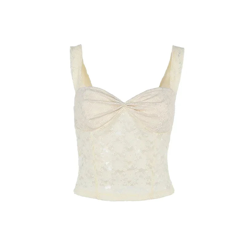 LIZAKOSHT  -  New Spicy Girl Top Fashionable French Casual Versatile Sexy Lace Tank Tops for Women