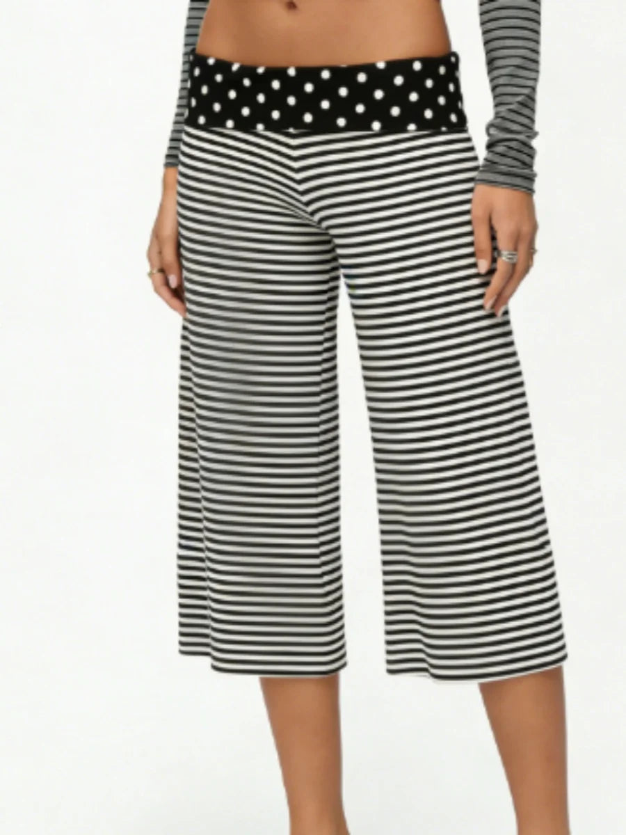 LIZAKOSHT  -  Loose Stretchy Fold Over Capri Pants for Women Low Rise Wide Leg Yoga Capris Summer Cute Going Out Cropped Pants Streetwear