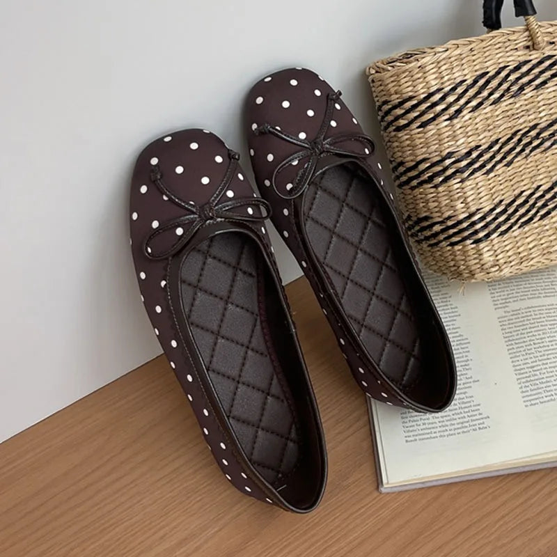 LIZAKOSHT  -  New Design Polka Dot Butterfly-kont Flats Heels Women Sandals Fashion Round Toe Daily Banquet Party Shoes
