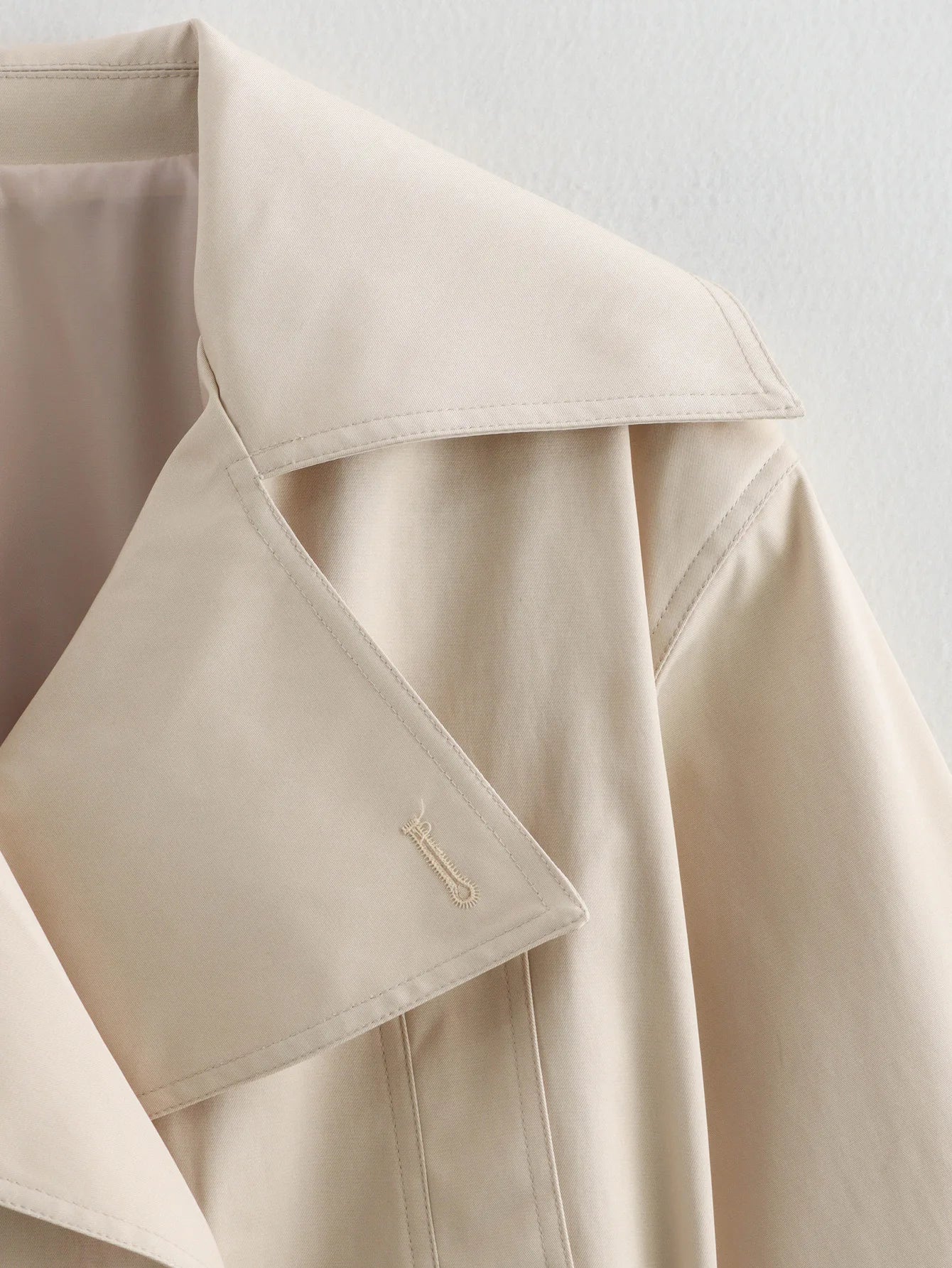 LIZAKOSHT  -  Fashion Simple Cropped Windbreaker Jackets Women New Spring Belt Long Sleeve Double Breasted Coats Solid Casual Short Coats