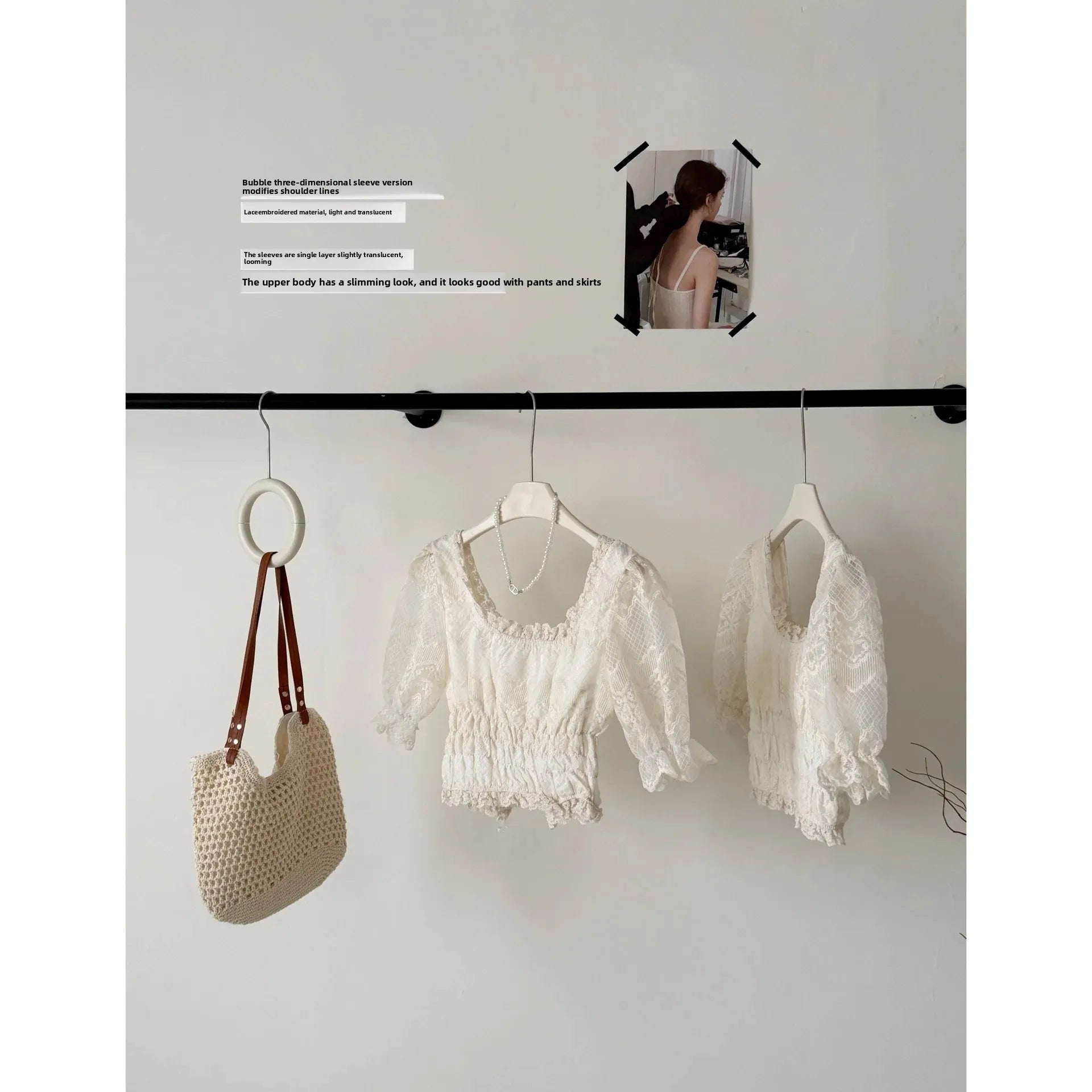 LIZAKOSHT  -  Sweet Embroidered Square Collar Lace Shirt Women's Shineril Lycra Summer New Style Button up Casual Feminine Top
